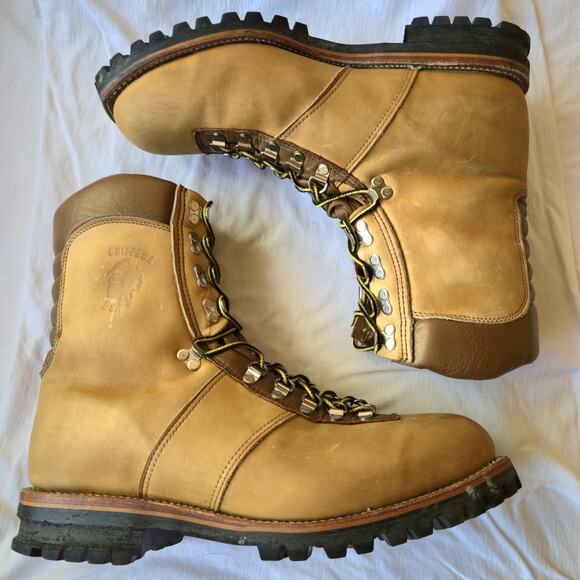 Vintage Chippewa Arctic 25468 Mens 9\'\' Nubuck Leather Work Boots Tan Size 13 USA